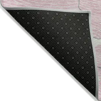 5' X 8' Pink Ivory And Gray Abstract Washable Indoor Outdoor Area Rug