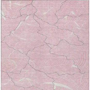 5' X 8' Pink Ivory And Gray Abstract Washable Indoor Outdoor Area Rug