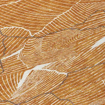 10' X 14' Copper Brown And Ivory Abstract Washable Indoor Outdoor Area Rug
