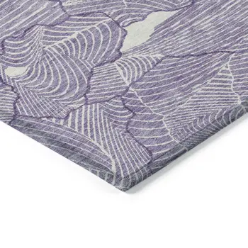 3' X 5' Purple And Ivory Abstract Washable Indoor Outdoor Area Rug