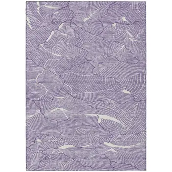5' X 8' Purple And Ivory Abstract Washable Indoor Outdoor Area Rug