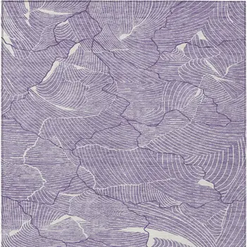 8' X 10' Purple And Ivory Abstract Washable Indoor Outdoor Area Rug