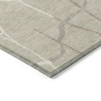5' X 8' Beige And Tan Abstract Washable Indoor Outdoor Area Rug