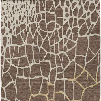 3' X 5' Brown And Tan Abstract Washable Indoor Outdoor Area Rug
