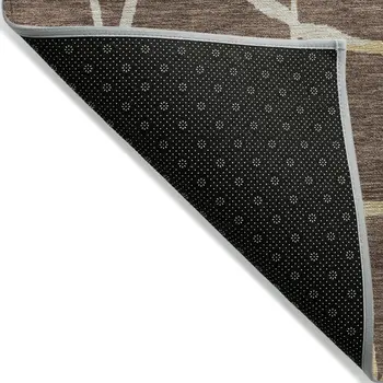 3' X 5' Brown And Tan Abstract Washable Indoor Outdoor Area Rug