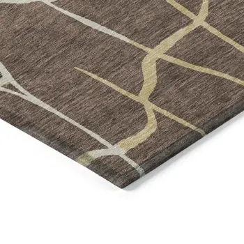 3' X 5' Brown And Tan Abstract Washable Indoor Outdoor Area Rug