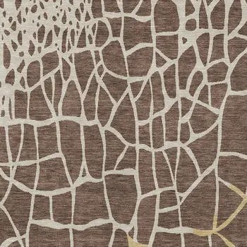 9' X 12' Brown And Tan Abstract Washable Indoor Outdoor Area Rug