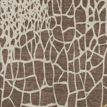 10' X 14' Brown And Tan Abstract Washable Indoor Outdoor Area Rug