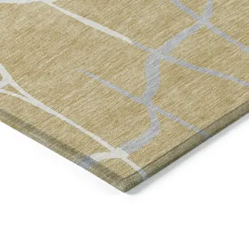 5' X 8' Gold And Beige Abstract Washable Indoor Outdoor Area Rug