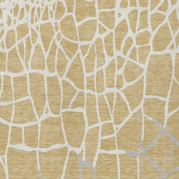 5' X 8' Gold And Beige Abstract Washable Indoor Outdoor Area Rug