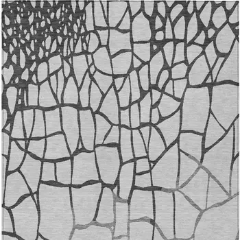 3' X 5' Gray And Charcoal Abstract Washable Indoor Outdoor Area Rug