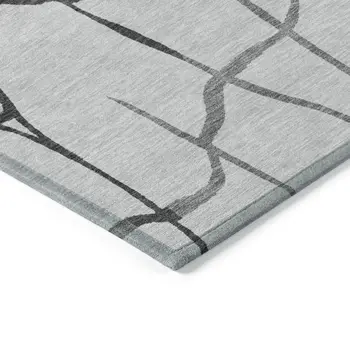 3' X 5' Gray And Charcoal Abstract Washable Indoor Outdoor Area Rug