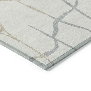 3' X 5' Ivory And Beige Abstract Washable Indoor Outdoor Area Rug
