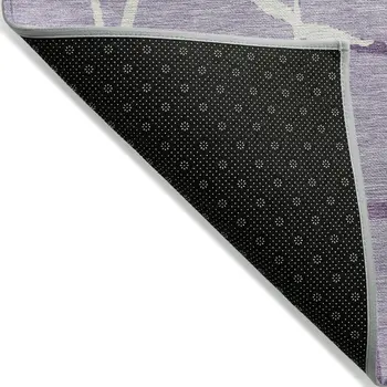 3' X 5' Lavender And Ivory Abstract Washable Indoor Outdoor Area Rug