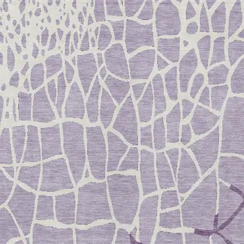 5' X 8' Lavender And Ivory Abstract Washable Indoor Outdoor Area Rug
