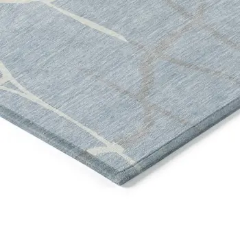 5' X 8' Sky Blue And Ivory Abstract Washable Indoor Outdoor Area Rug