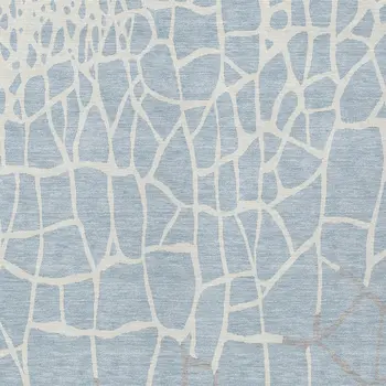 10' X 14' Sky Blue And Ivory Abstract Washable Indoor Outdoor Area Rug