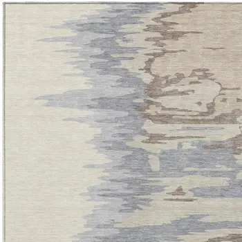 3' X 5' Beige Brown And Gray Abstract Washable Indoor Outdoor Area Rug