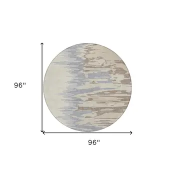 8' Beige Brown And Gray Round Abstract Washable Indoor Outdoor Area Rug