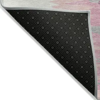 5' X 8' Blush Beige And Gray Abstract Washable Indoor Outdoor Area Rug