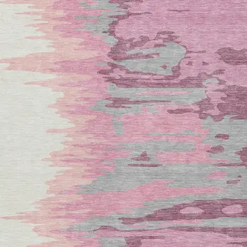 8' X 10' Blush Beige And Gray Abstract Washable Indoor Outdoor Area Rug