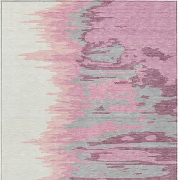 9' X 12' Blush Beige And Gray Abstract Washable Indoor Outdoor Area Rug