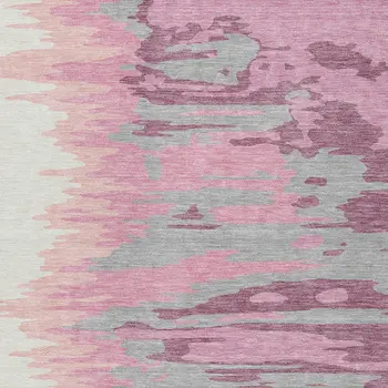 9' X 12' Blush Beige And Gray Abstract Washable Indoor Outdoor Area Rug