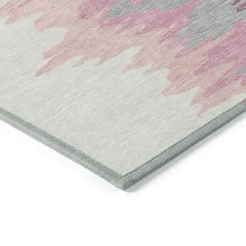 10' X 14' Blush Beige And Gray Abstract Washable Indoor Outdoor Area Rug