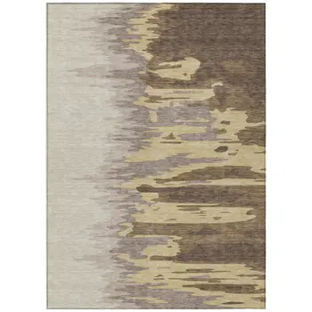 3' X 5' Coffee Beige And Tan Abstract Washable Indoor Outdoor Area Rug