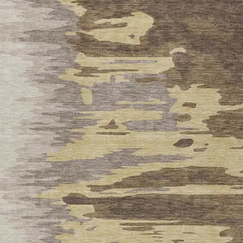 9' X 12' Coffee Beige And Tan Abstract Washable Indoor Outdoor Area Rug