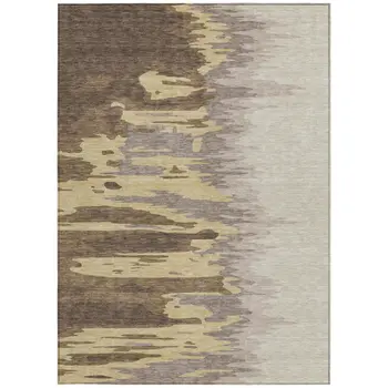 10' X 14' Coffee Beige And Tan Abstract Washable Indoor Outdoor Area Rug