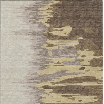 10' X 14' Coffee Beige And Tan Abstract Washable Indoor Outdoor Area Rug