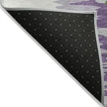 10' X 14' Green Purple And Ivory Abstract Washable Indoor Outdoor Area Rug