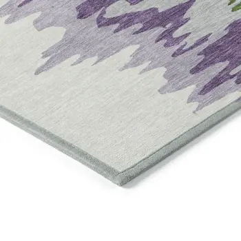 10' X 14' Green Purple And Ivory Abstract Washable Indoor Outdoor Area Rug