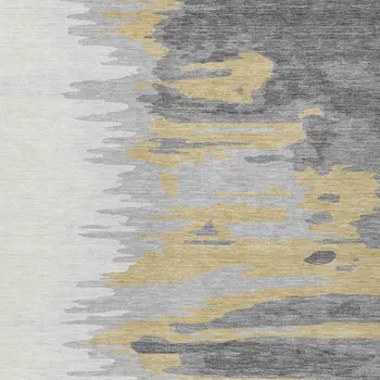 5' X 8' Gray Charcoal And Tan Abstract Washable Indoor Outdoor Area Rug
