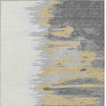 8' X 10' Gray Charcoal And Tan Abstract Washable Indoor Outdoor Area Rug