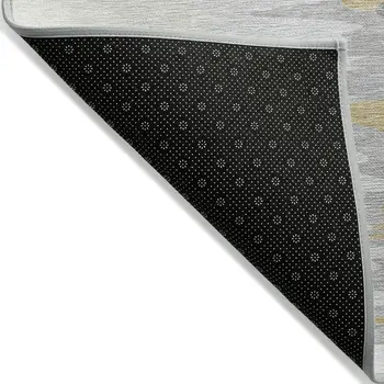 8' X 10' Gray Charcoal And Tan Abstract Washable Indoor Outdoor Area Rug