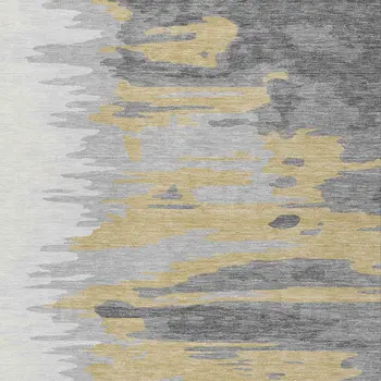 9' X 12' Gray Charcoal And Tan Abstract Washable Indoor Outdoor Area Rug