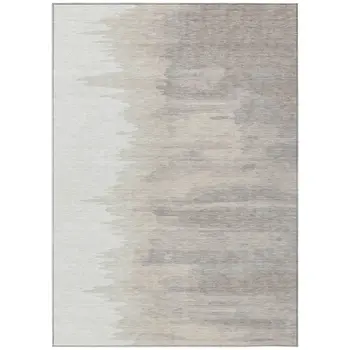 8' X 10' Ivory And Brown Abstract Washable Indoor Outdoor Area Rug