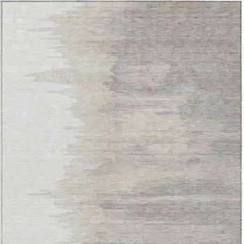 9' X 12' Ivory And Brown Abstract Washable Indoor Outdoor Area Rug