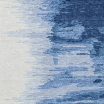 8' X 10' Navy Blue And Ivory Abstract Washable Indoor Outdoor Area Rug
