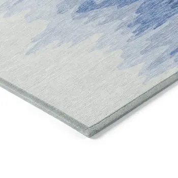9' X 12' Navy Blue And Ivory Abstract Washable Indoor Outdoor Area Rug