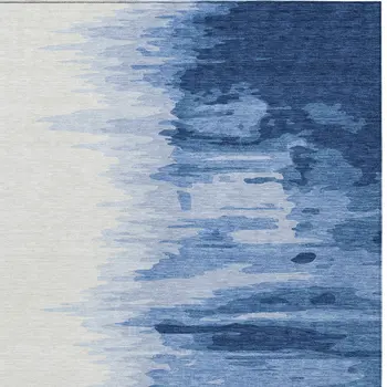 10' X 14' Navy Blue And Ivory Abstract Washable Indoor Outdoor Area Rug