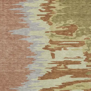 5' X 8' Rust Gray And Green Abstract Washable Indoor Outdoor Area Rug