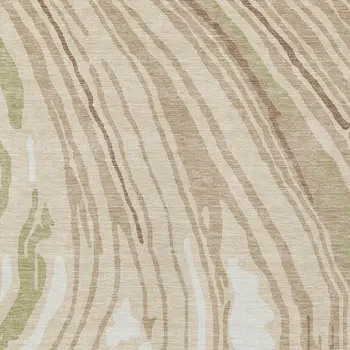 5' X 8' Beige Green And Brown Abstract Washable Indoor Outdoor Area Rug