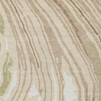 8' X 10' Beige Green And Brown Abstract Washable Indoor Outdoor Area Rug