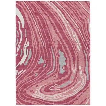 3' X 5' Blush Ivory And Gray Abstract Washable Indoor Outdoor Area Rug