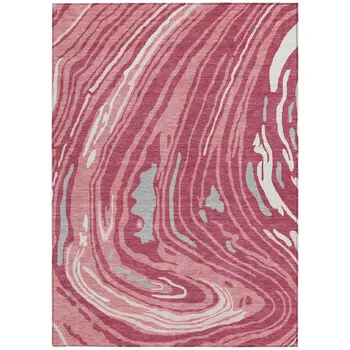 8' X 10' Blush Ivory And Gray Abstract Washable Indoor Outdoor Area Rug