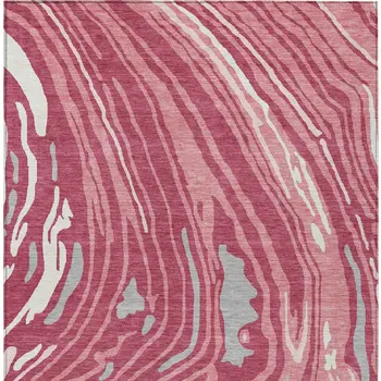 9' X 12' Blush Ivory And Gray Abstract Washable Indoor Outdoor Area Rug