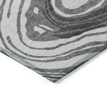 10' X 14' Gray Charcoal And Tan Abstract Washable Indoor Outdoor Area Rug